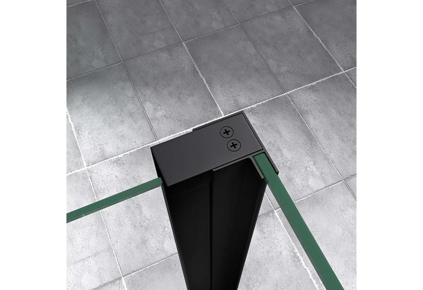 doporro Walk-in-Dusche Duschwand mit Nebenteil - Schwarz/Silber - Bild 4