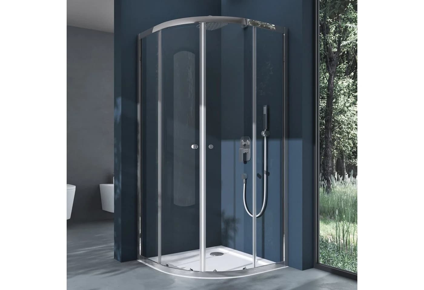 doporro Eckdusche Viertelkreis 2 Schiebetüren Klarglas Aluminium