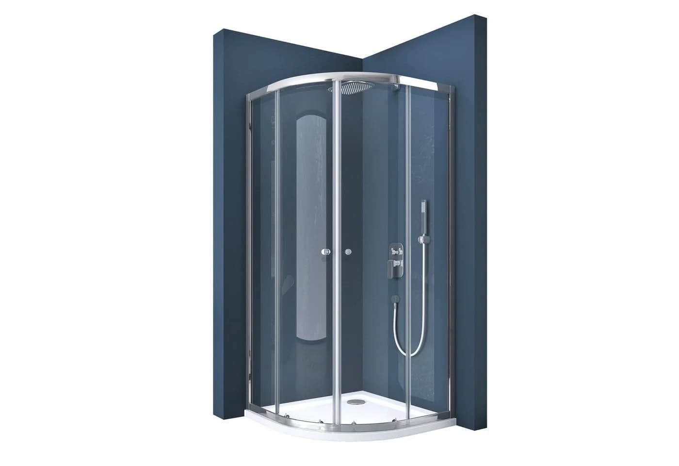 doporro Eckdusche Viertelkreis 2 Schiebetüren Klarglas Aluminium - Bild 2