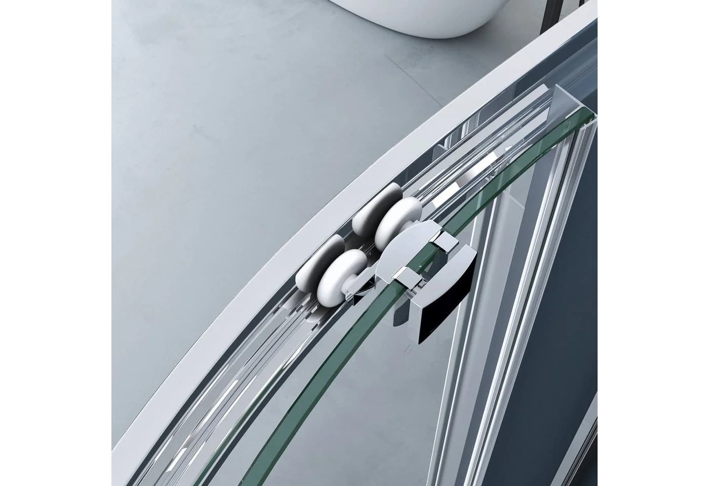 doporro Eckdusche Viertelkreis 2 Schiebetüren Klarglas Aluminium - Bild 4
