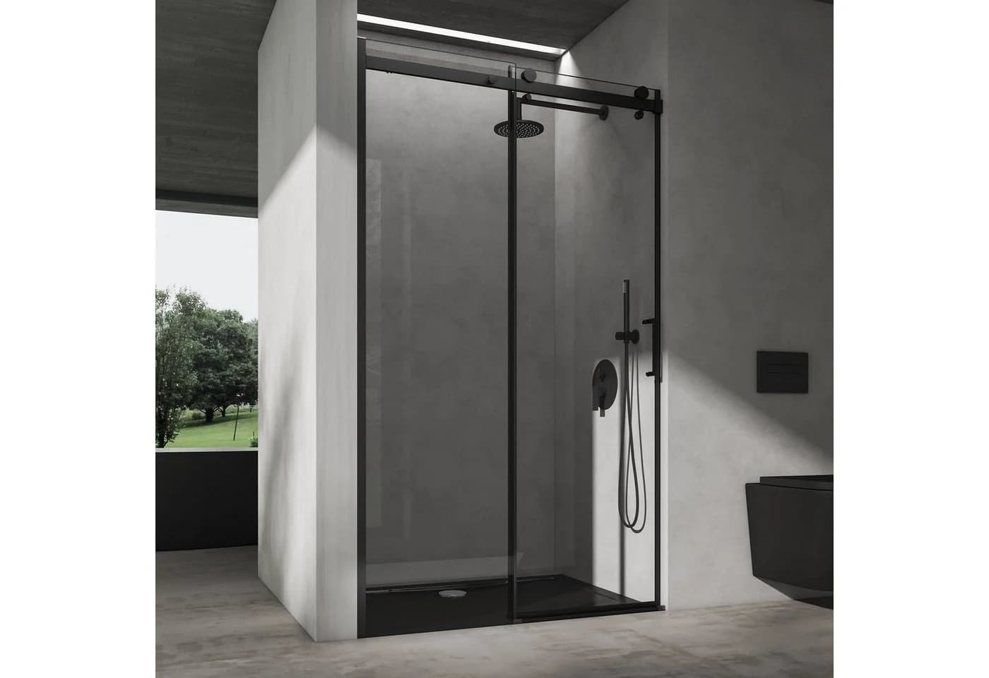 doporro Dusch-Schiebetür Nischentür Teramo19K ESG-Glas Aluminium