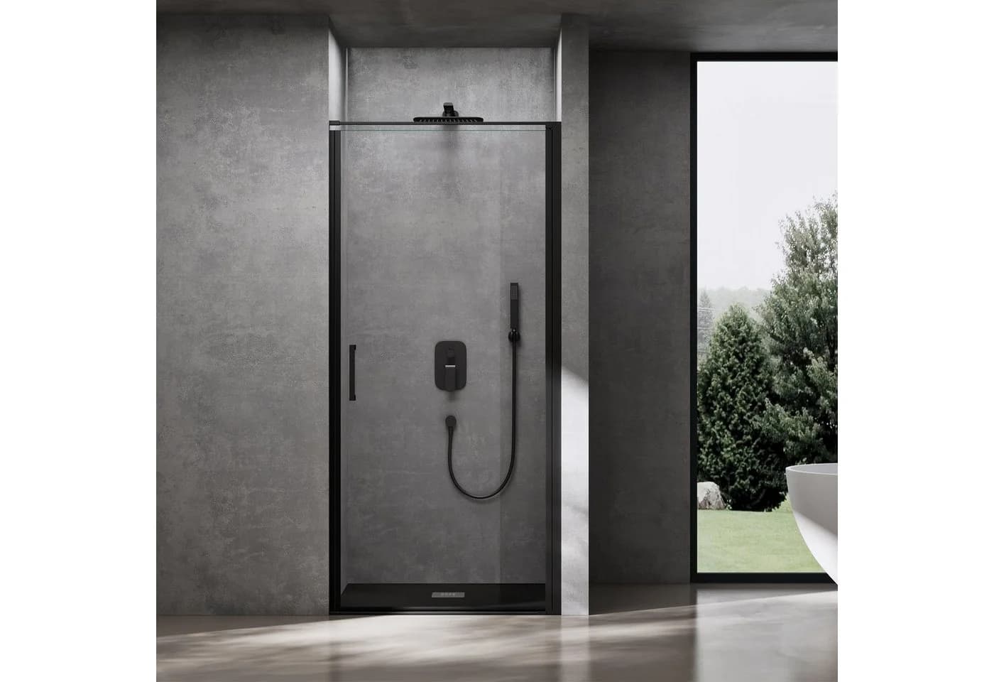 doporro Dusch-Drehtür Teramo36 75x195 cm ESG Glas Nischentür