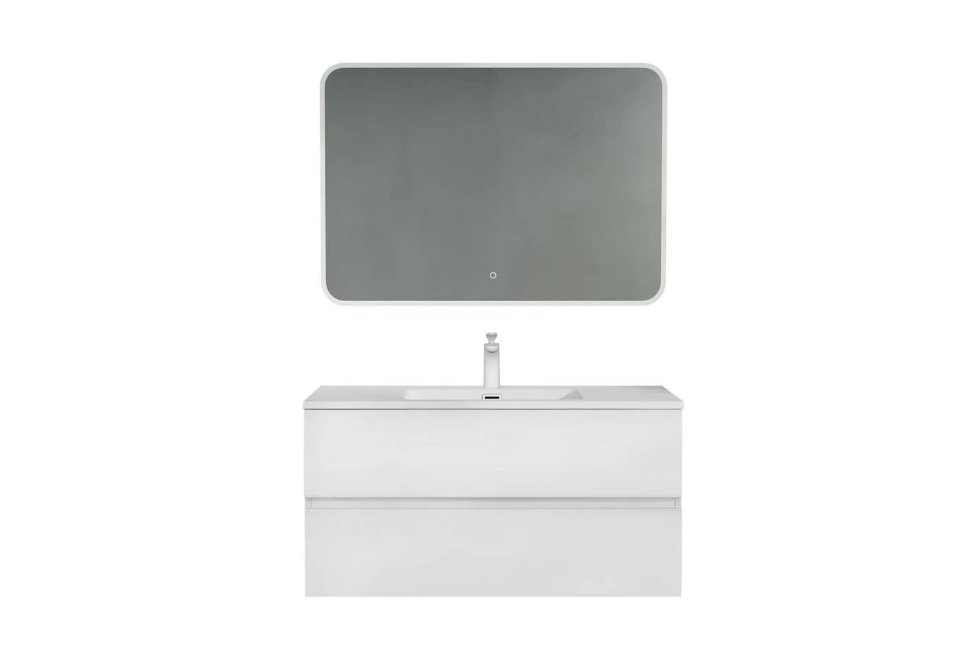 doporro Badmöbel-Set mit Waschbecken und Unterschrank Matt Weiß - Bild 2