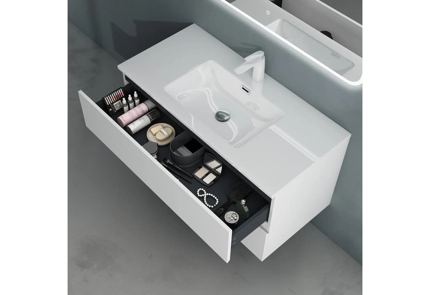doporro Badmöbel-Set mit Waschbecken und Unterschrank Matt Weiß - Bild 4
