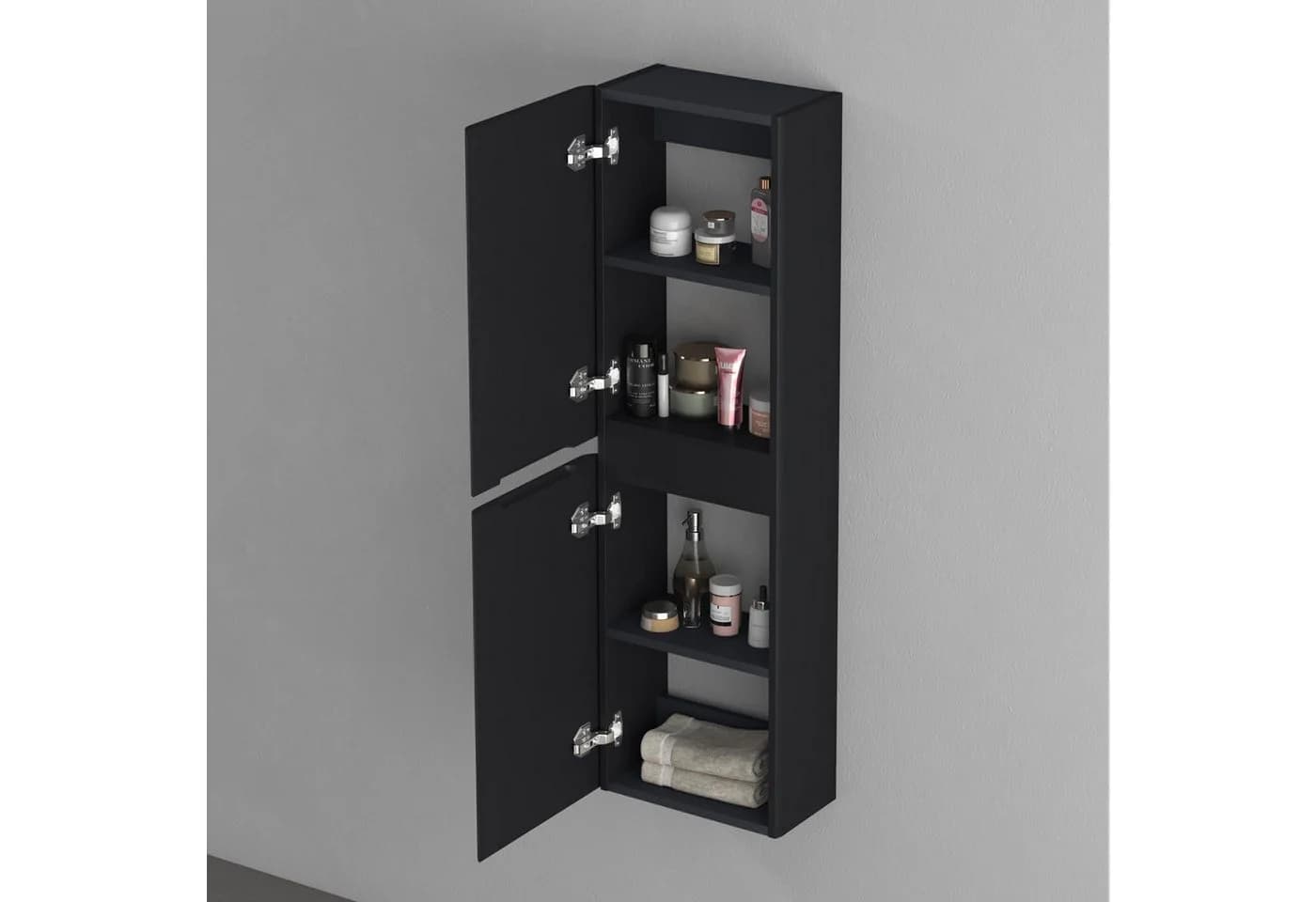 doporro Seitenschrank Lucca Badschrank Hängend Regal Schwarz - Bild 2