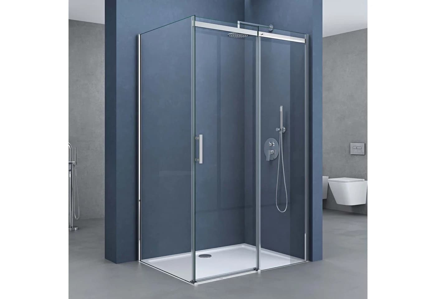 doporro Eckdusche mit Schiebetür und Easy-Clean-Beschichtung