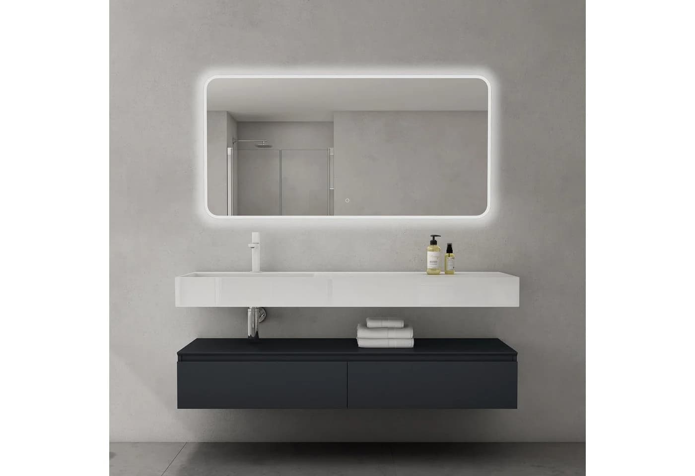 dopporro Badmöbel-Set 150cm mit Mineraguss-Waschbecken