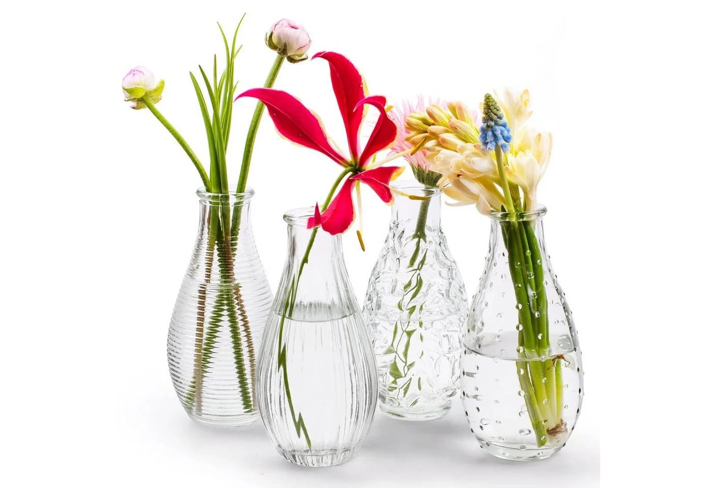 Annastore 12er Set Glasvasen Vintage Deko Blumenvasen Tischvase