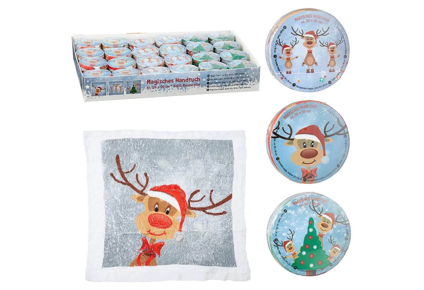 Annastore Gästehandtuch 6 x Magisches Handtuch Rentier Ole