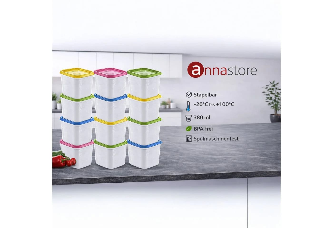 Annastore Vorratsdose BPA-frei Tiefkühldosen Luftdicht