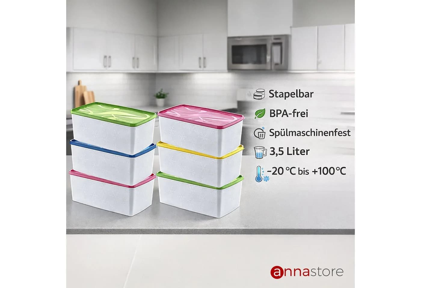 Annastore Vorratsdose BPA-frei Tiefkühlbox Luftdicht Stapelbar