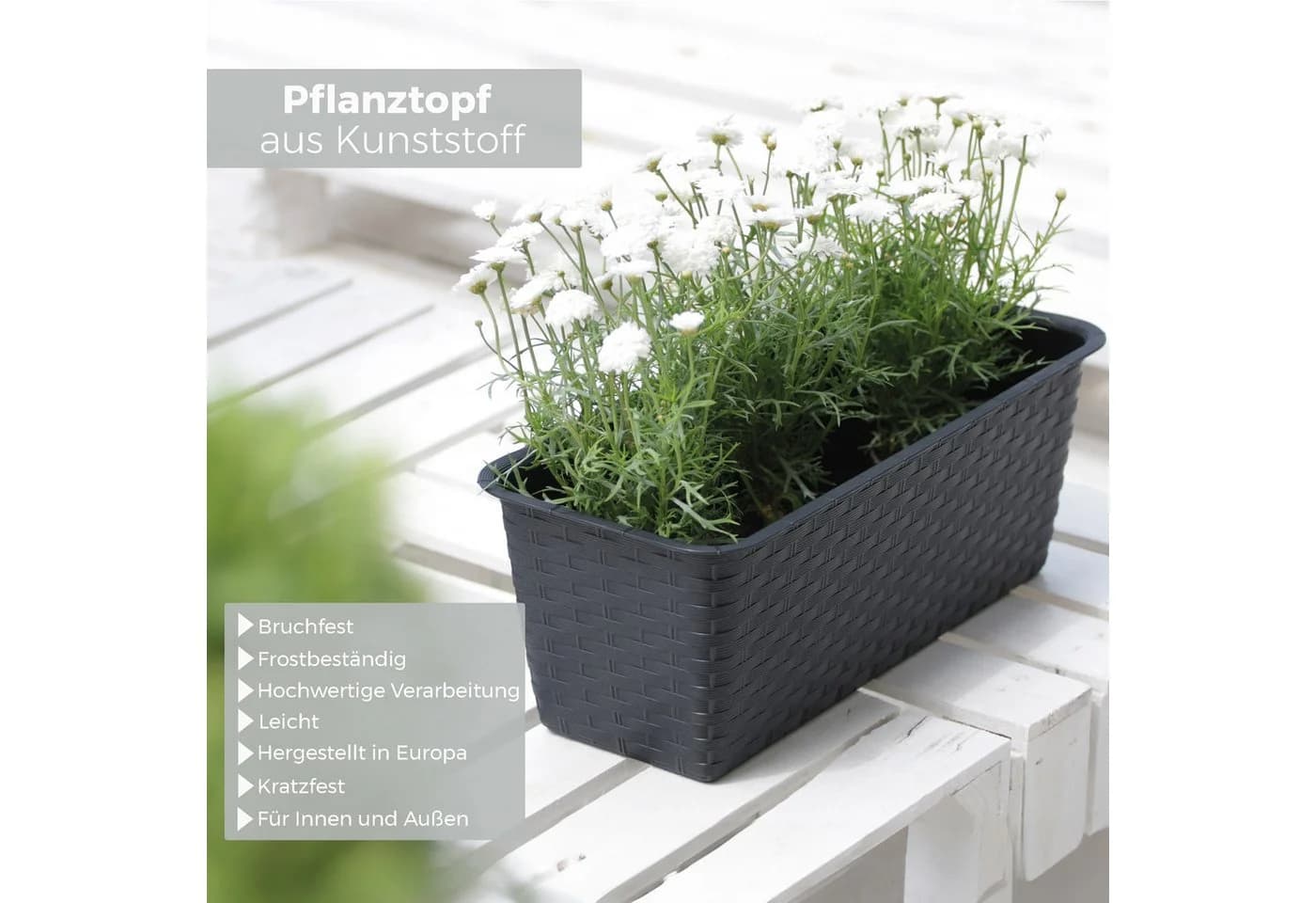 Annastore Balkonkasten Blumenkasten Rattan-Optik Dunkelbraun - Bild 4