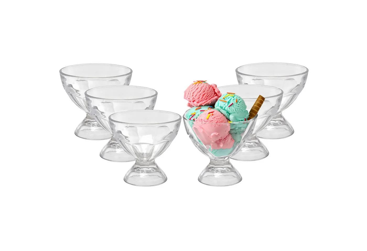 Annastore Eisschale 6-tlg. Eisbecher aus Glas mit Fuß