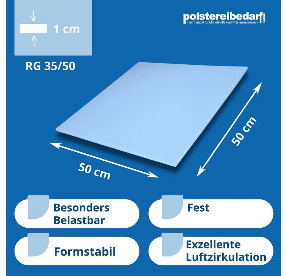 Heiro Auflagekissen Blau 50x50cm Schaumstoff Kissen