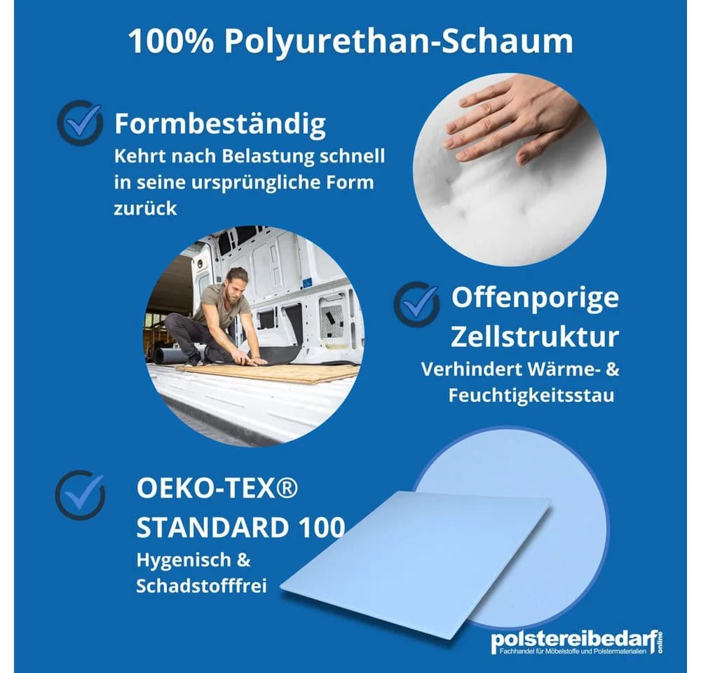 Heiro Auflagekissen Blau 50x50cm Schaumstoff Kissen - Bild 5
