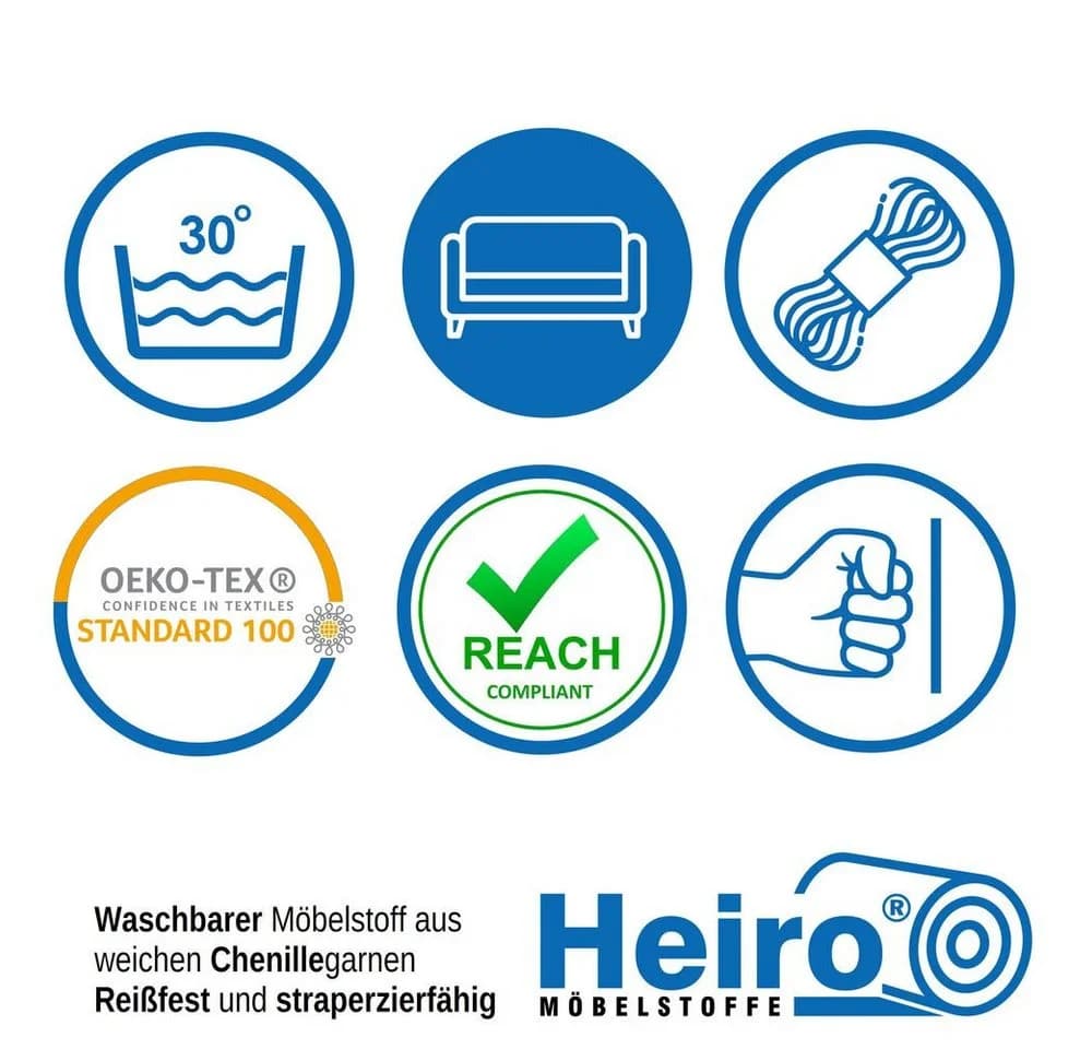 Heiro Chenille Möbelstoff Hellgrau mit Rückenkaschierung - Bild 5