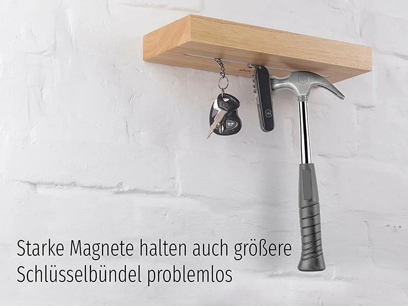 KVOTA Schlüsselbrett mit Magnethalterung und Ablage Massiv-Eiche Modern - Bild 3