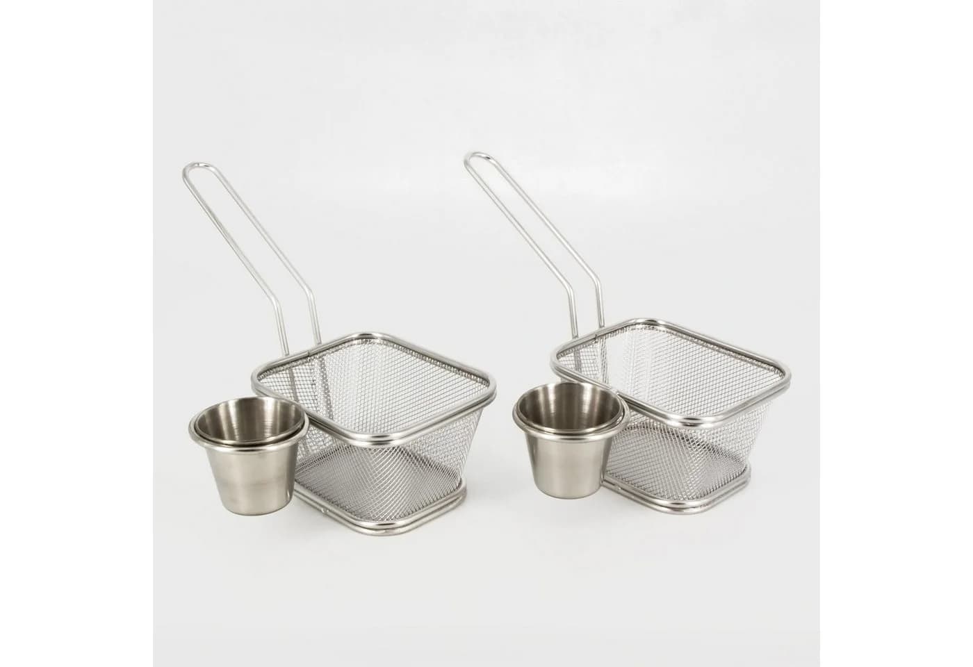 KVOTA Mini Servierkörbchen 2er Set Edelstahl mit Saucenschale - Bild 2