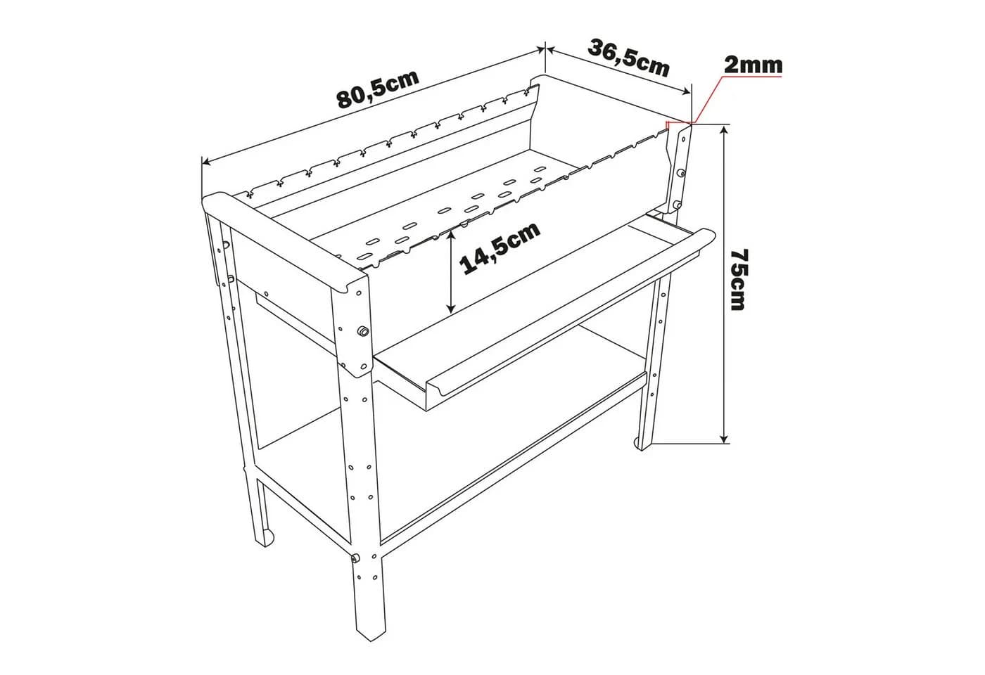 KVOTA Mangal Holzkohlegrill 80cm Stahl mit 12 Spießauflagen - Bild 3