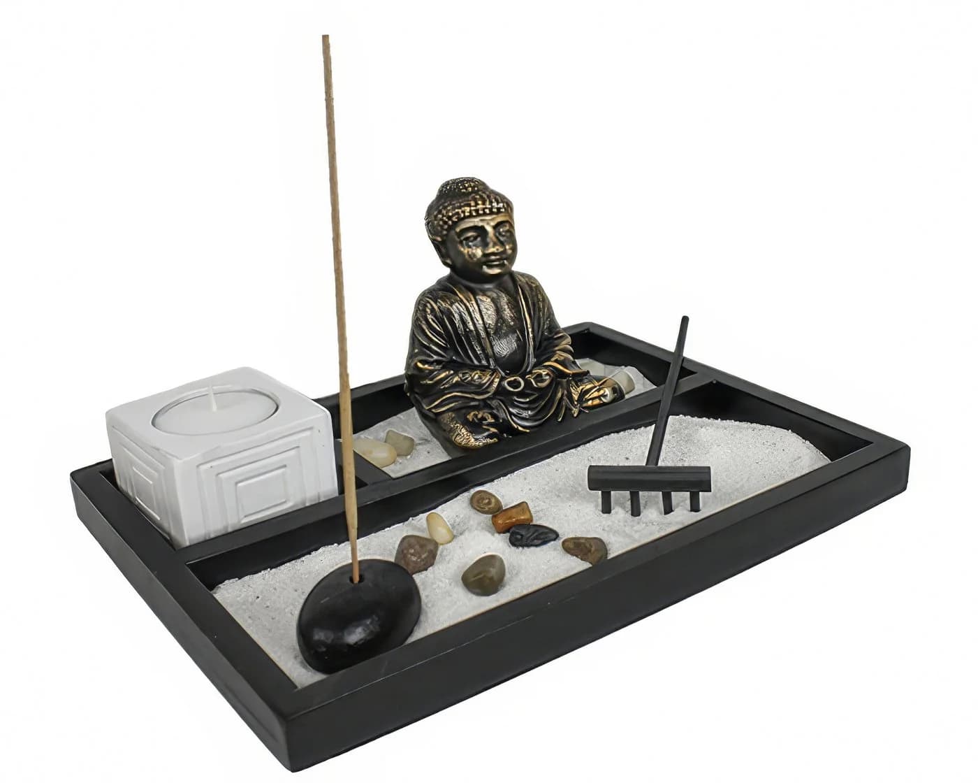 Yudu Dekofigur Zen-Garten mit Buddhafigur, Sand & Räucherstäbchen - Bild 2