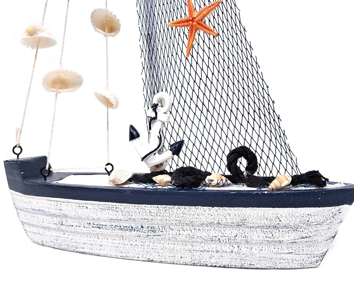 Yudu Dekofigur Segelboot aus Holz mit maritimen Applikationen - Bild 3
