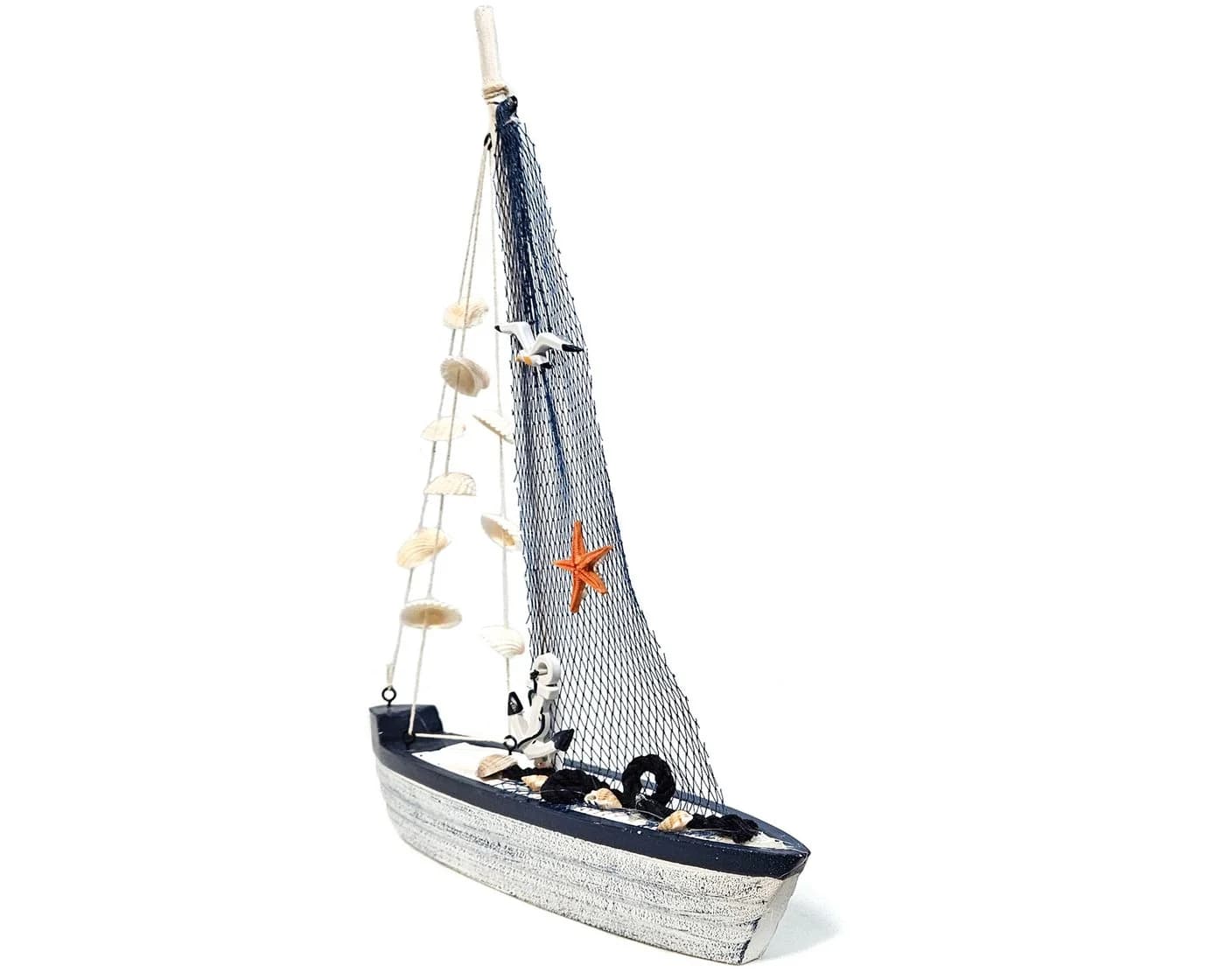 Yudu Dekofigur Segelboot aus Holz mit maritimen Applikationen - Bild 4