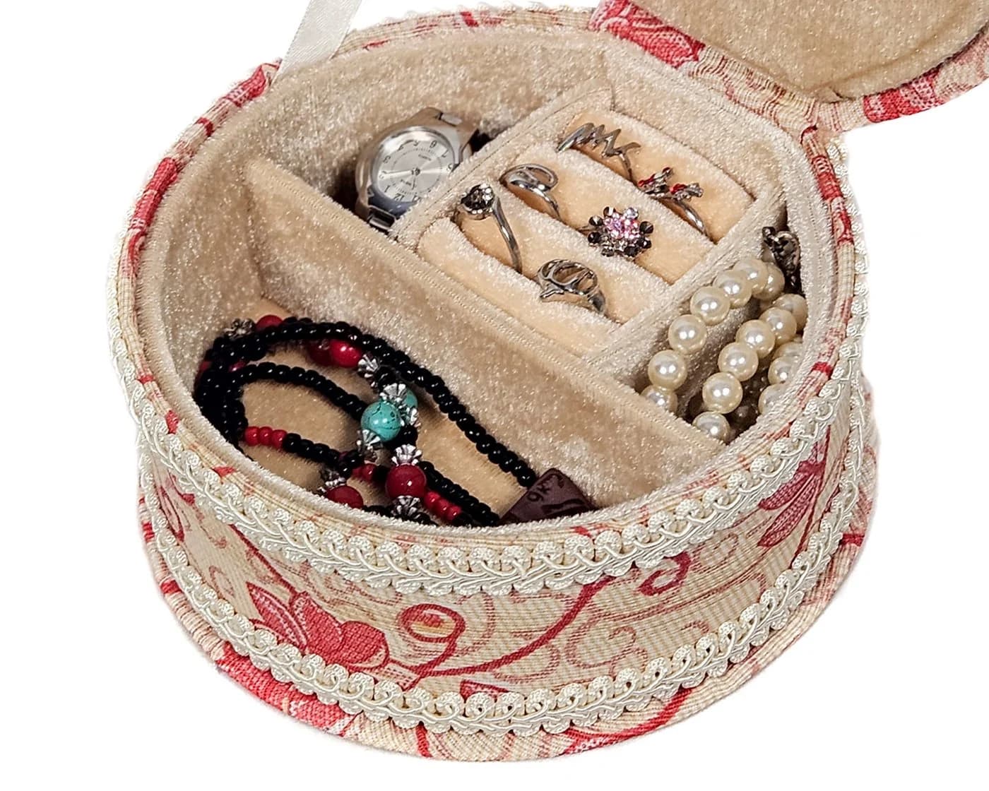 Yudu Schmucketui Rot mit Spiegel und Ringschienen - Bild 3