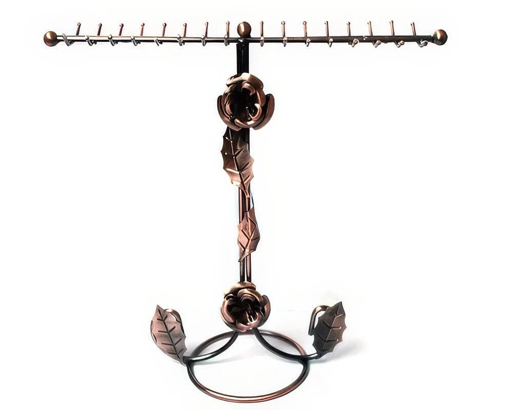 Yudu Schmuckständer Rose Metall mit 32 Haken Kupferoptik - Bild 2