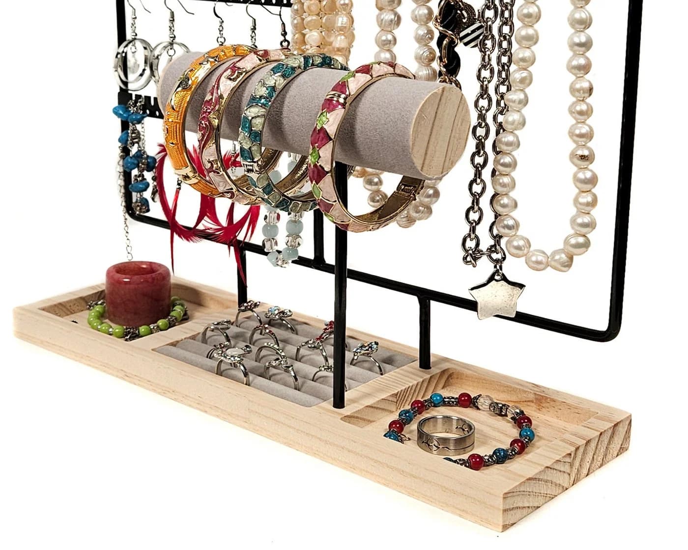 Yudu Schmuckständer Metallrahmen mit Ringschienen 12 Haken und 1 Stange - Bild 5