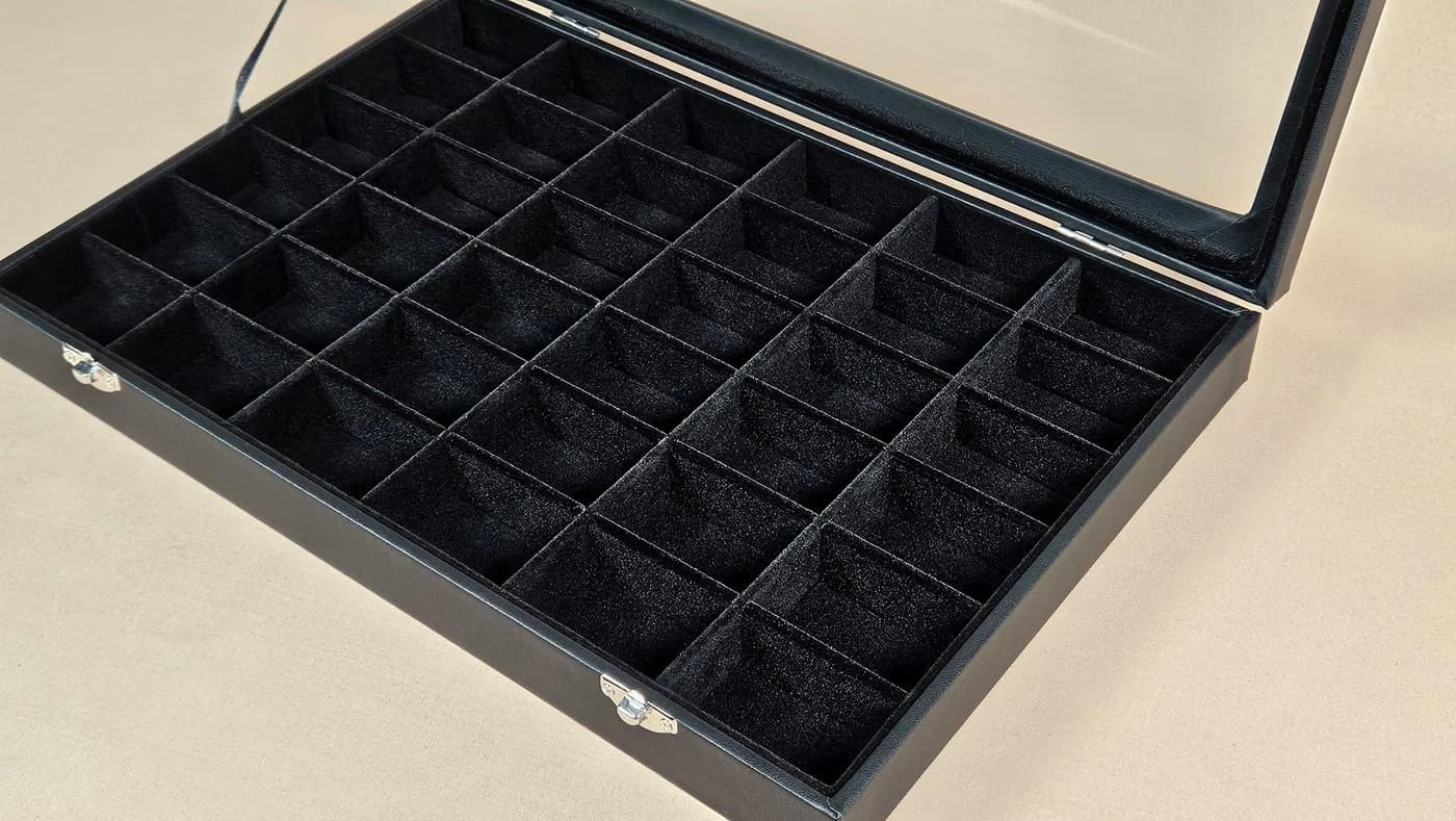 Yudu Schmuckkasten mit Glasdeckel und 36 Fächern Schwarz - Bild 3