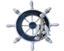 Yudu Deko Steuerrad Schiff Holz Weiß-Blau Maritime Wanddeko Bild 2