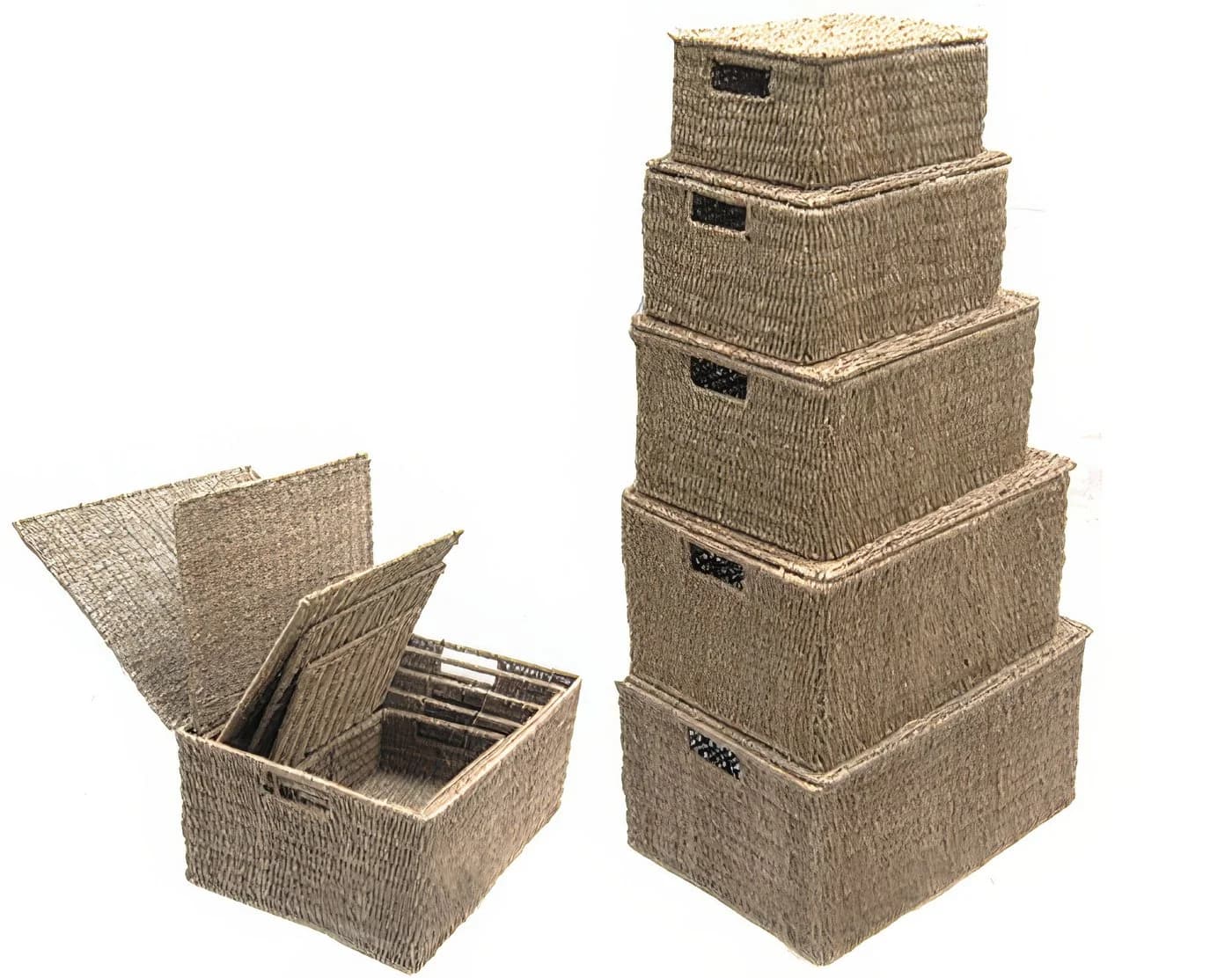 Yudu Aufbewahrungsbox Korb mit Deckel Seegrass - Bild 2