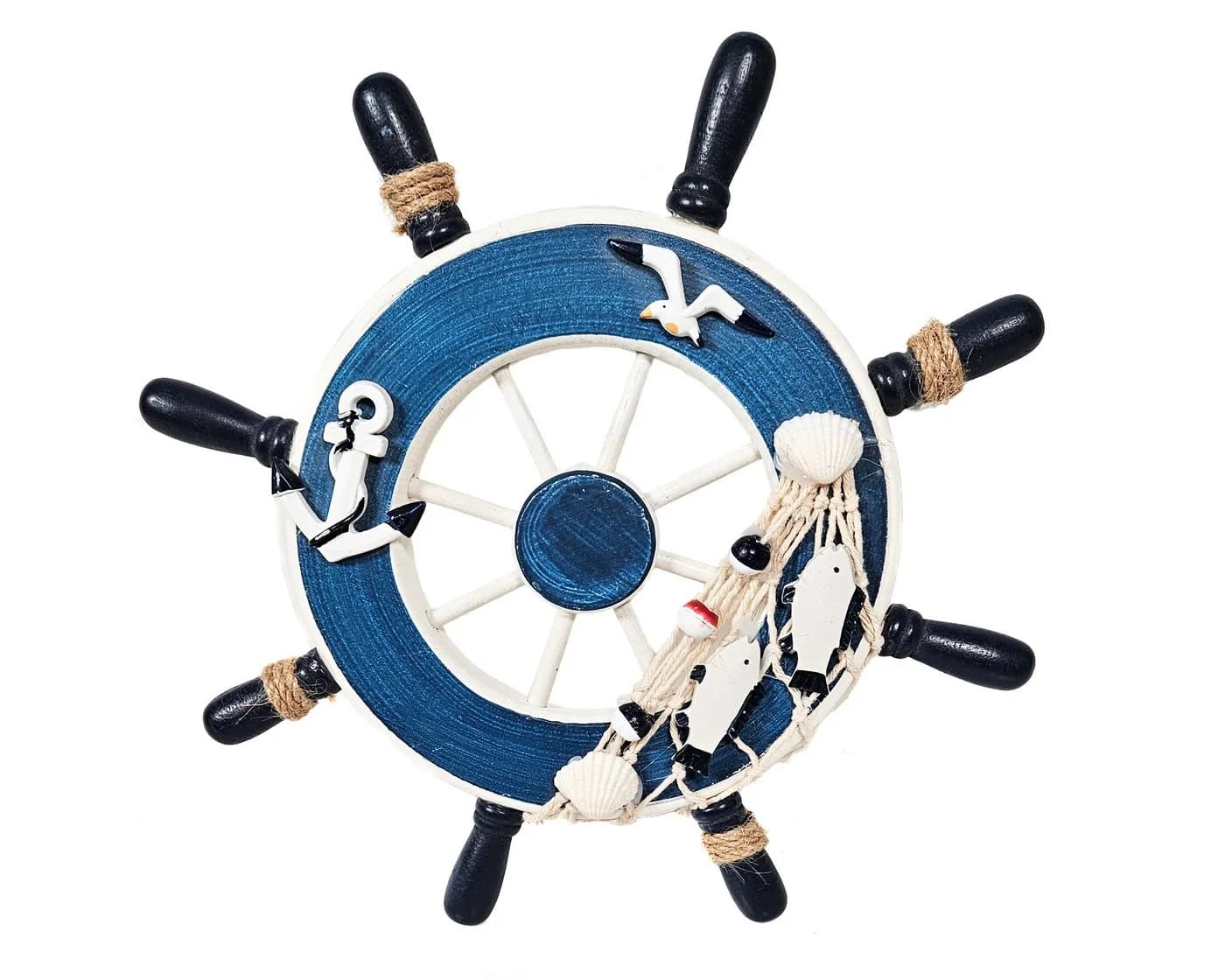 Yudu Wanddeko Steuerrad Weiß Blau Maritime Deko - Bild 2