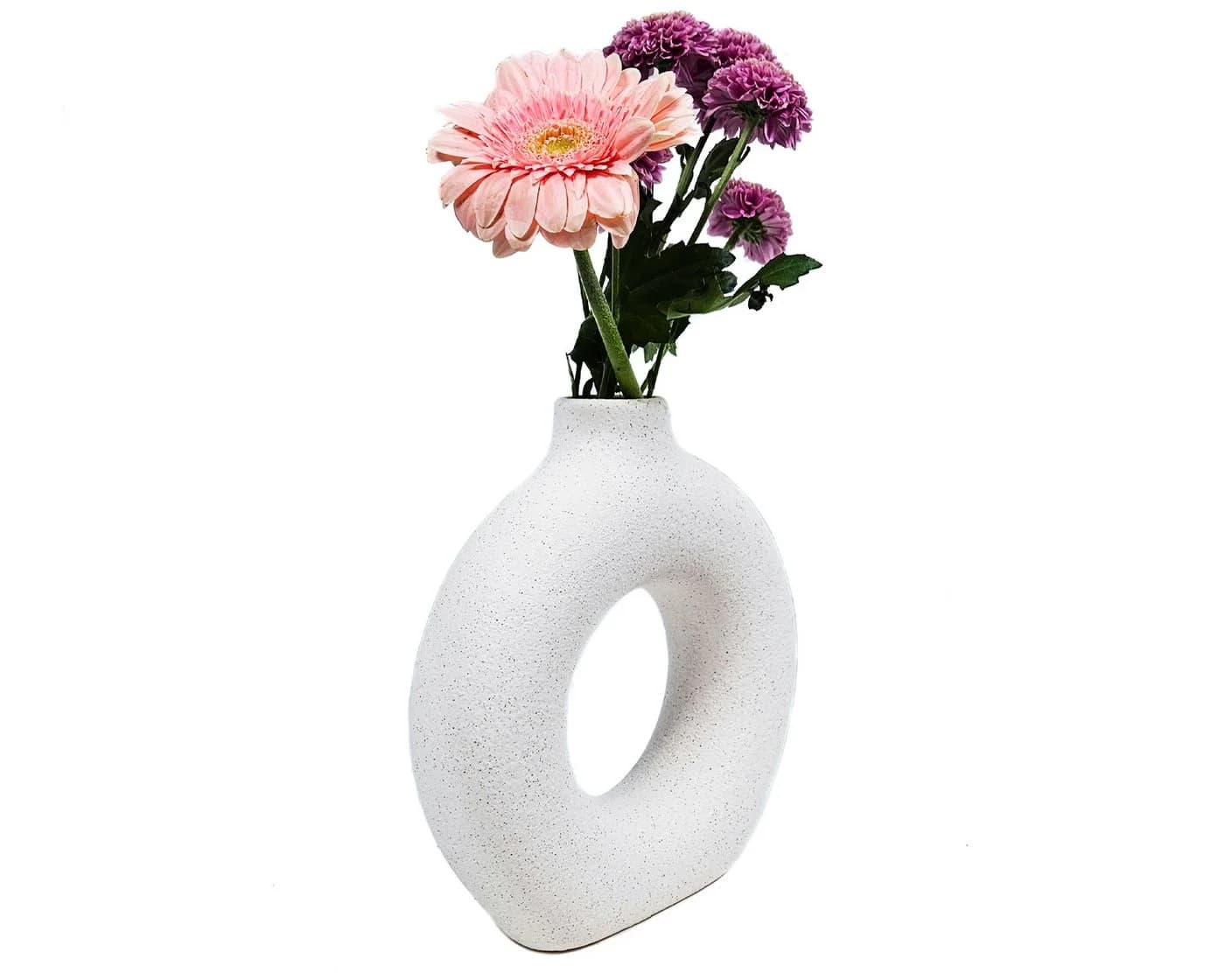 Yudu Tischvase Blumenvase rund Design Keramik sandig
