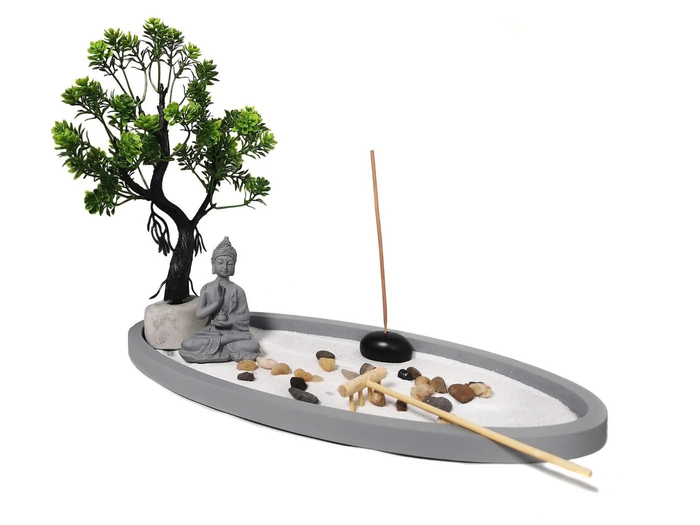 Yudu Dekofigur Zen-Garten mit Buddhafigur, Rauchstab & Bonsai - Bild 2