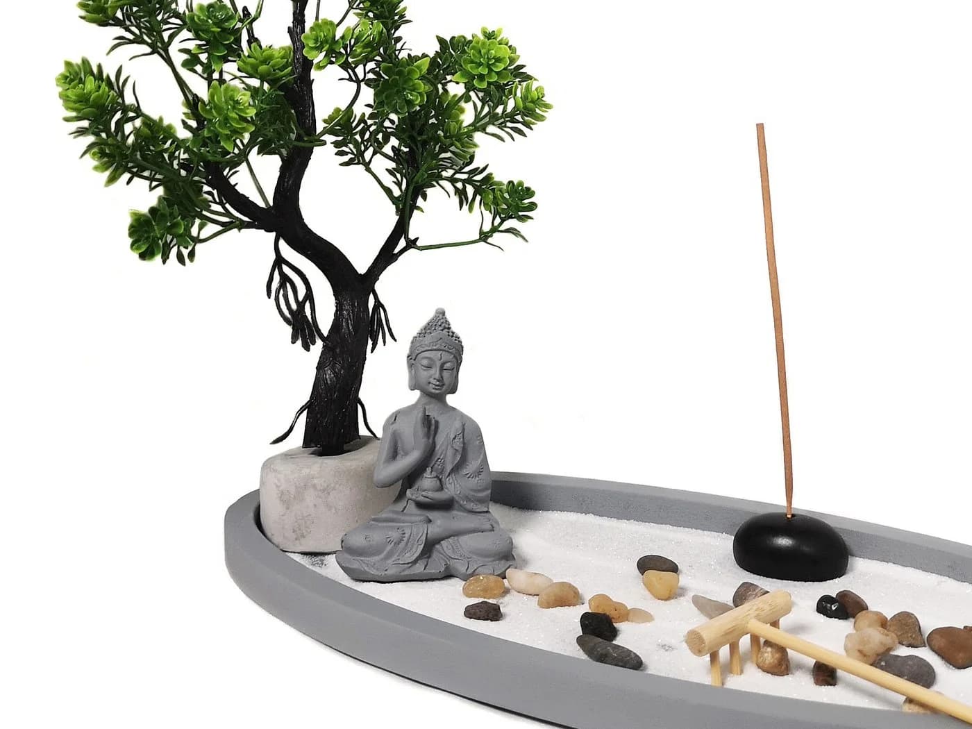 Yudu Dekofigur Zen-Garten mit Buddhafigur, Rauchstab & Bonsai - Bild 3