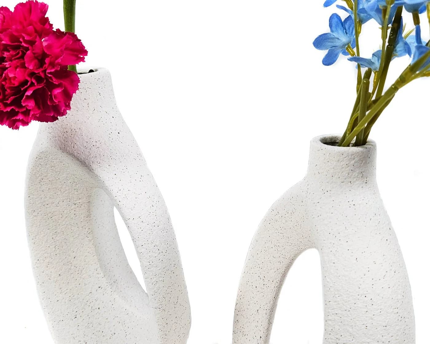 Yudu Tischvase 2-teiliges Vasen Set Weiss Keramik Romantik Design - Bild 3