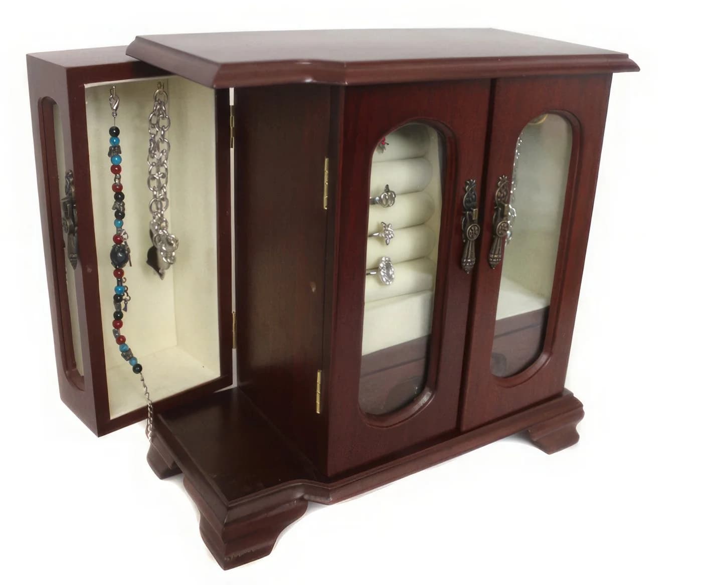 Yudu Schmuckkoffer Holz mit Spiegel und Schubladen - Bild 5