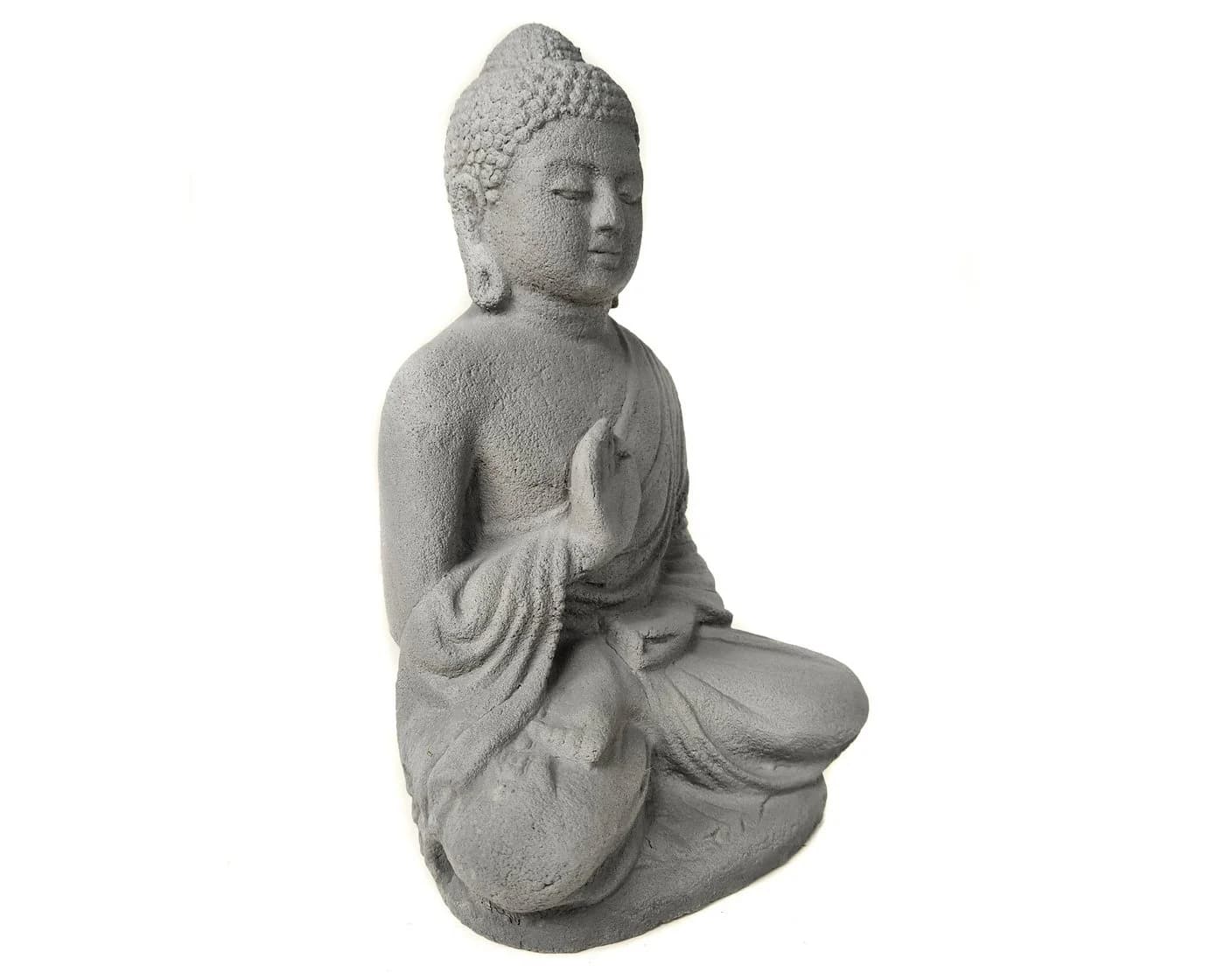 Yudu Sitzende Buddha Figur Garten- & Wohnraumstatue Beton Naturgrau