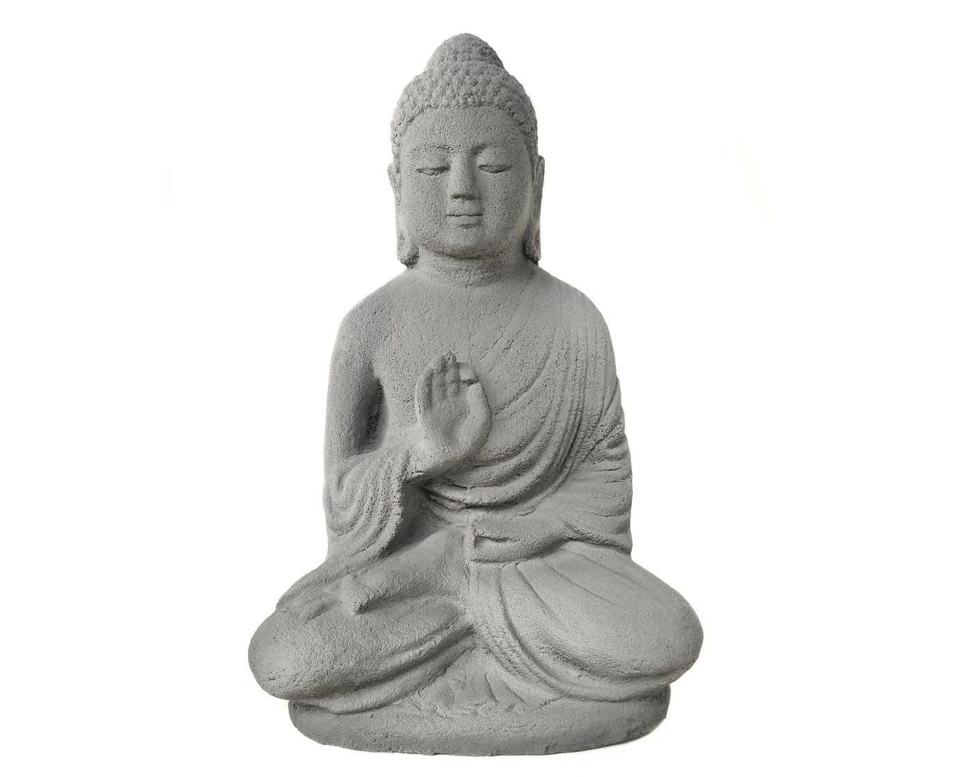 Yudu Sitzende Buddha Figur Garten- & Wohnraumstatue Beton Naturgrau - Bild 2