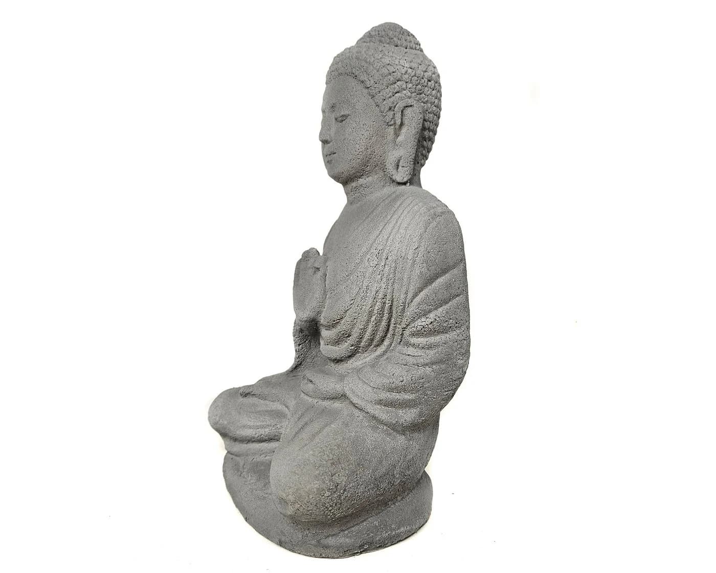 Yudu Sitzende Buddha Figur Garten- & Wohnraumstatue Beton Naturgrau - Bild 3