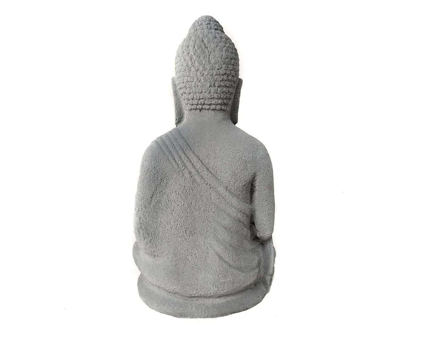 Yudu Sitzende Buddha Figur Garten- & Wohnraumstatue Beton Naturgrau - Bild 4