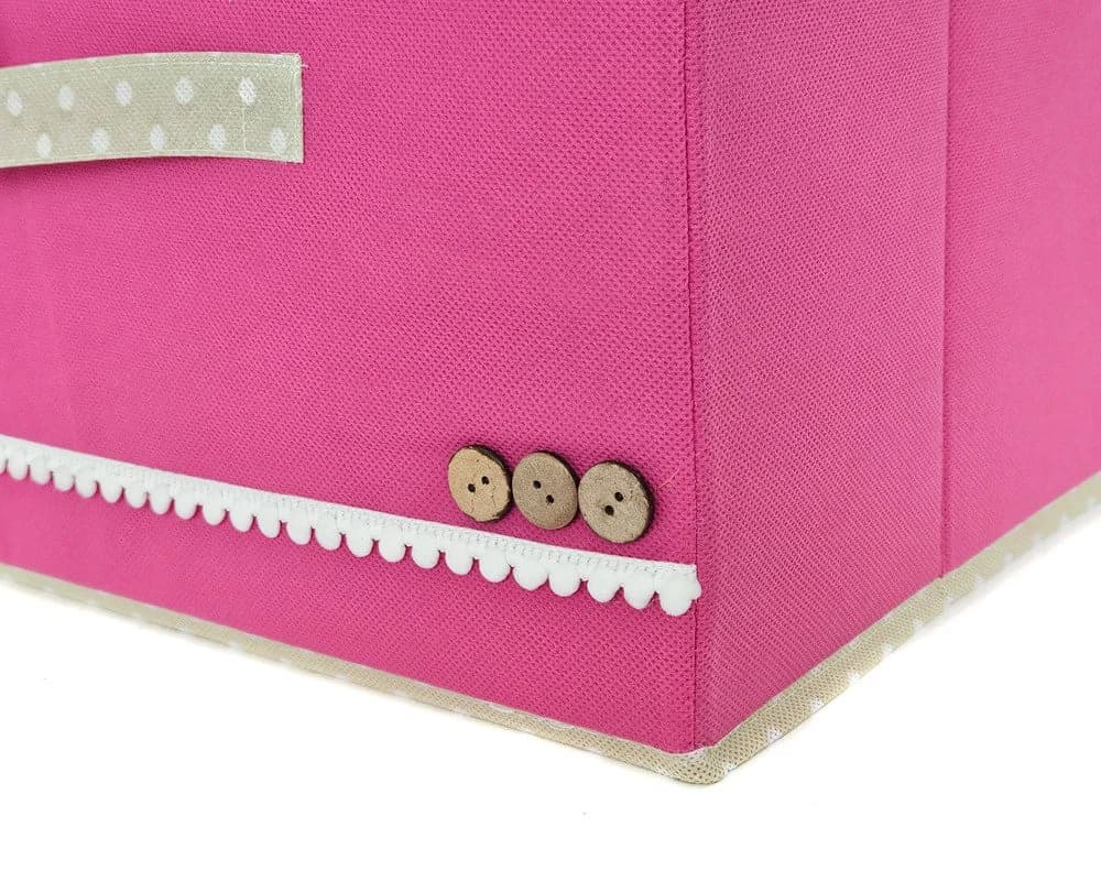 Yudu Aufbewahrungsbox Textil-Organizer Rosa mit Klappdeckel