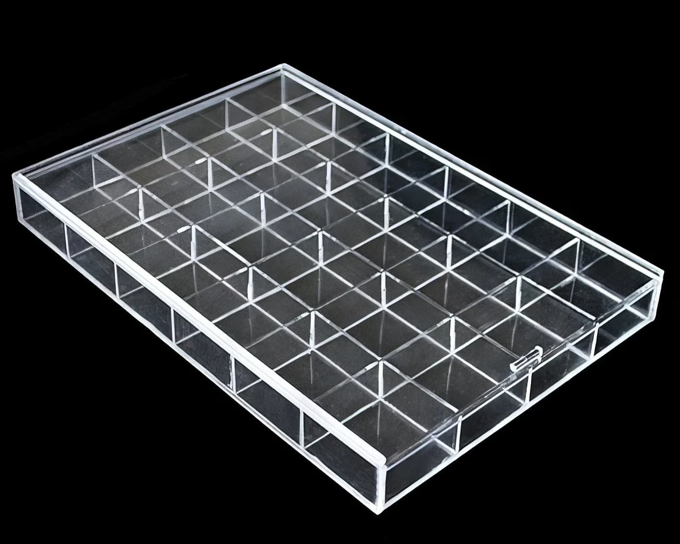 Yudu Acryl Schmuckkasten mit Deckel 12/36 Fächer Transparent - Bild 3