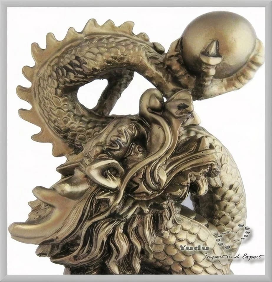 Yudu Dekofigur Feng Shui Drache Goldener Glücksbringer - Bild 2