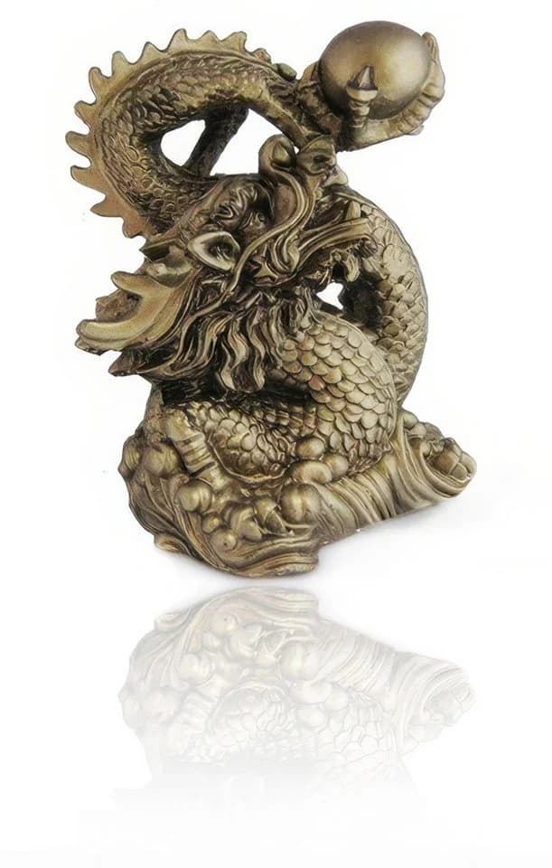 Yudu Dekofigur Feng Shui Drache Goldener Glücksbringer - Bild 4