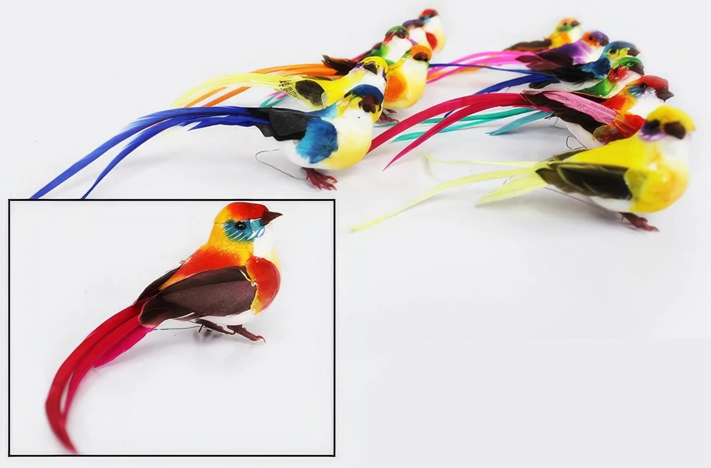 Yudu Deko-Vögel 12 Stück mit Federn - Bild 2