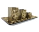 Yudu 3er Deko-Teelichthalter Fengshui Buddhakopf 3D Effekt Gold Bild 1