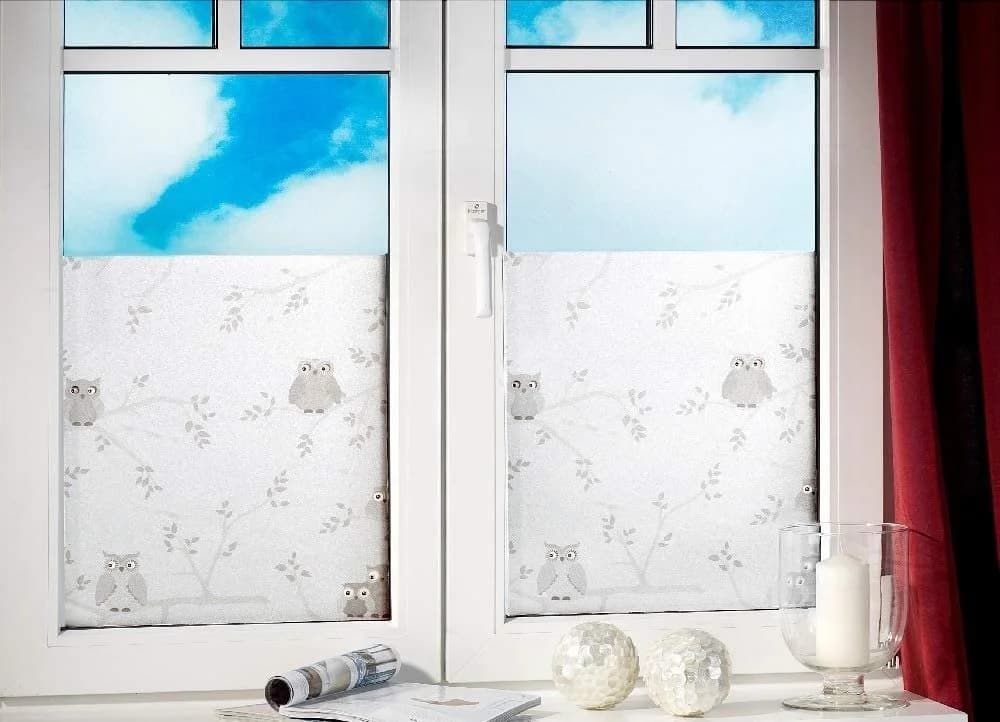 Luna24 Fensterfolie Sichtschutz Eulenmotiv 45x100 cm