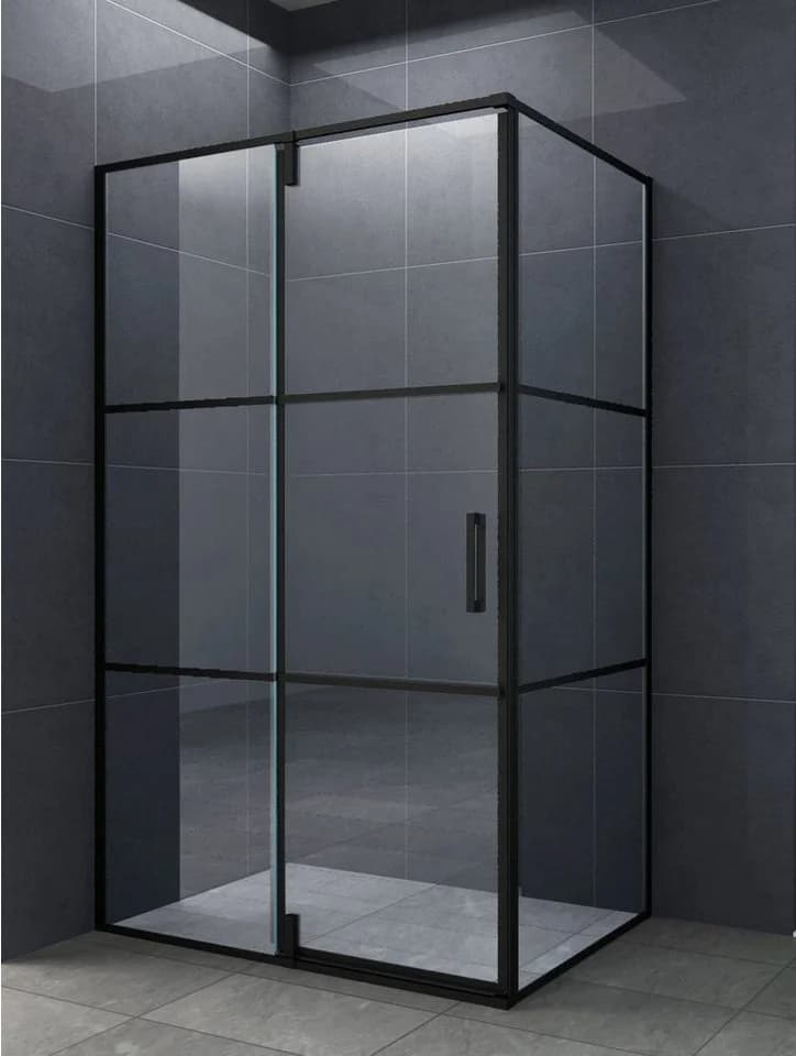 Home Systeme Eckdusche KAPA ESG Glas 120x90 cm Schwarz